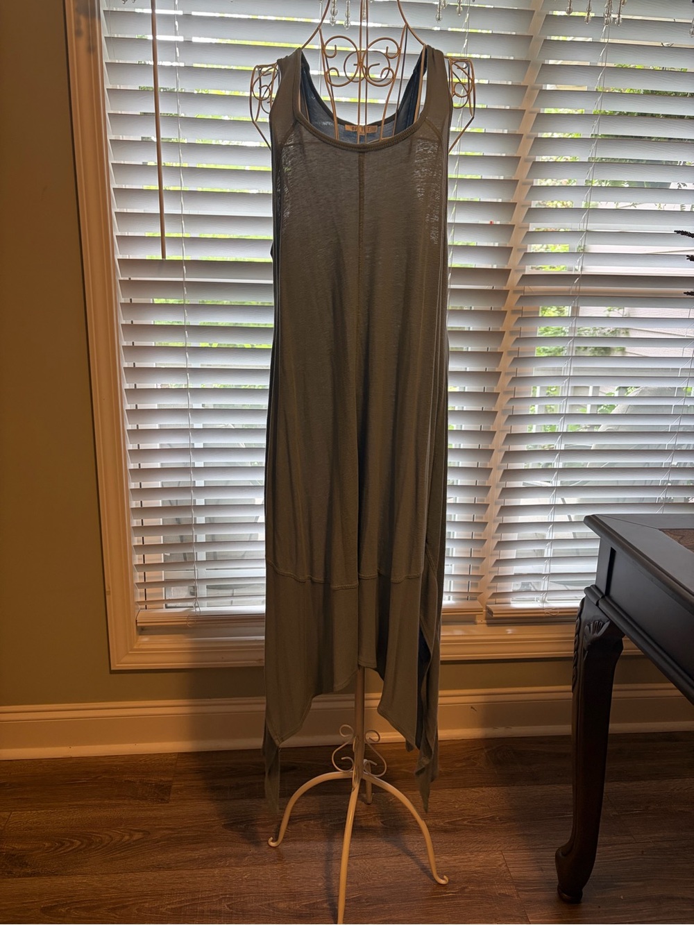 Spense dusty blue tank dress with handkerchief hem